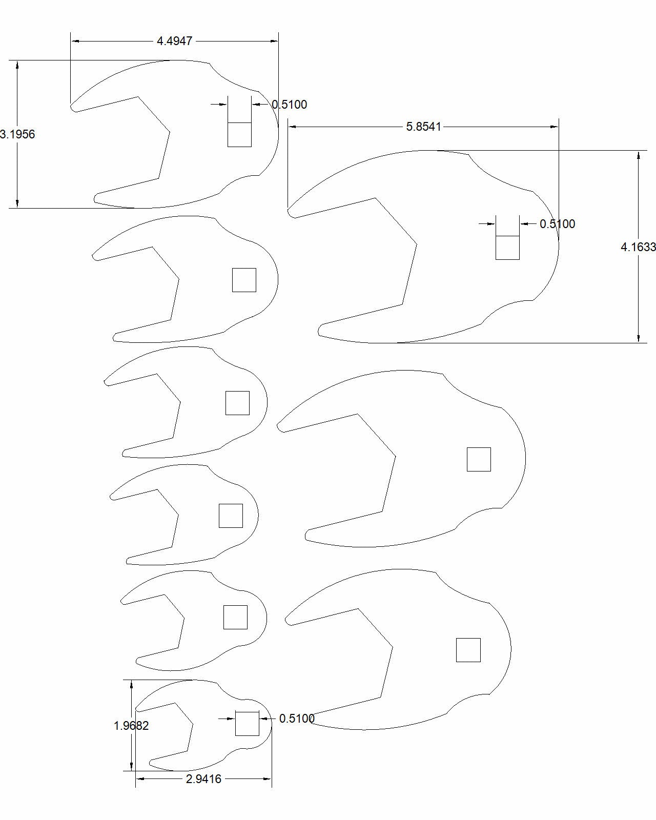 mf-cf 27-60 Bulletproof crows foot 9-pc set mm