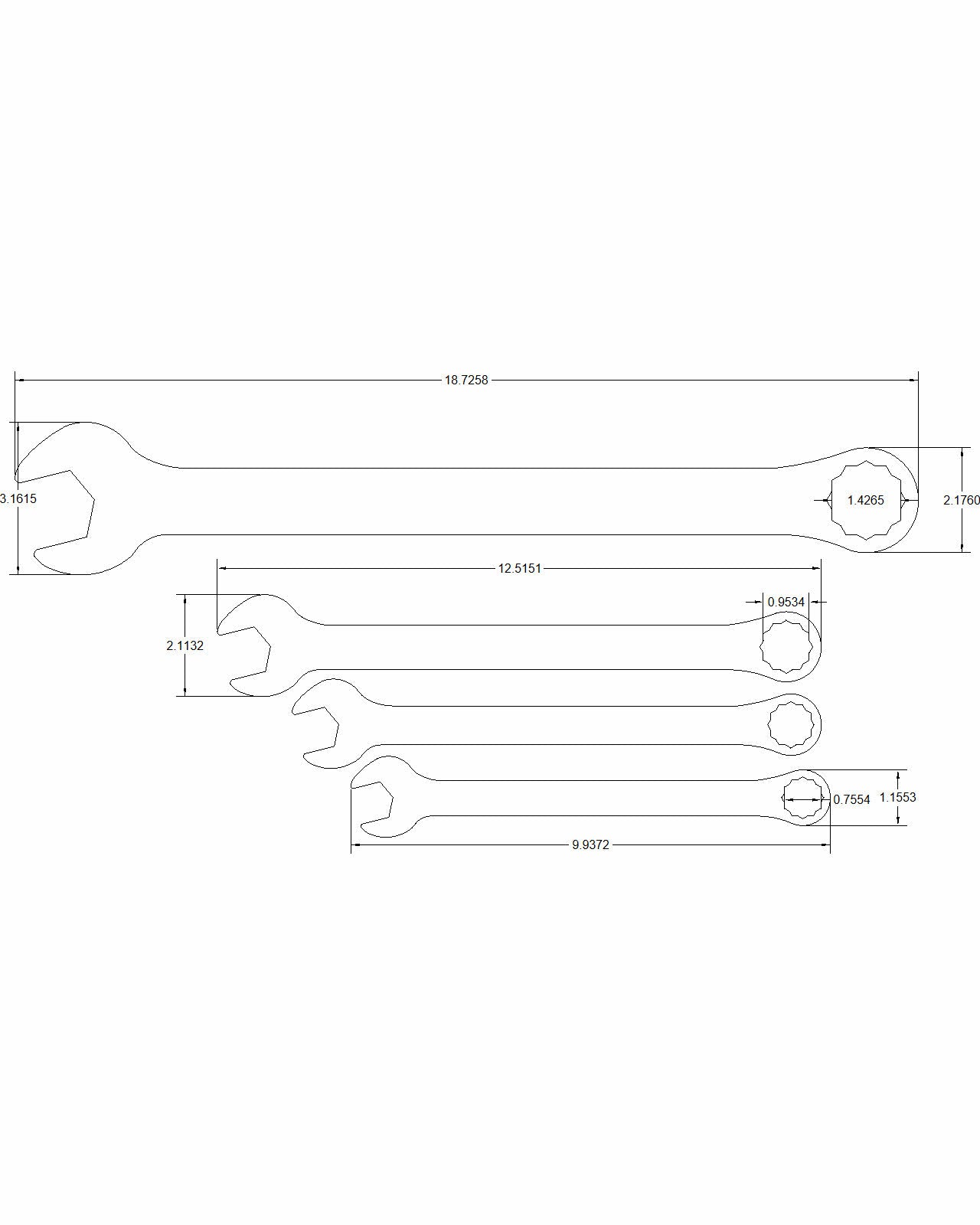 19mm, 21mm, 24mm, 36mm with .25" material thickness