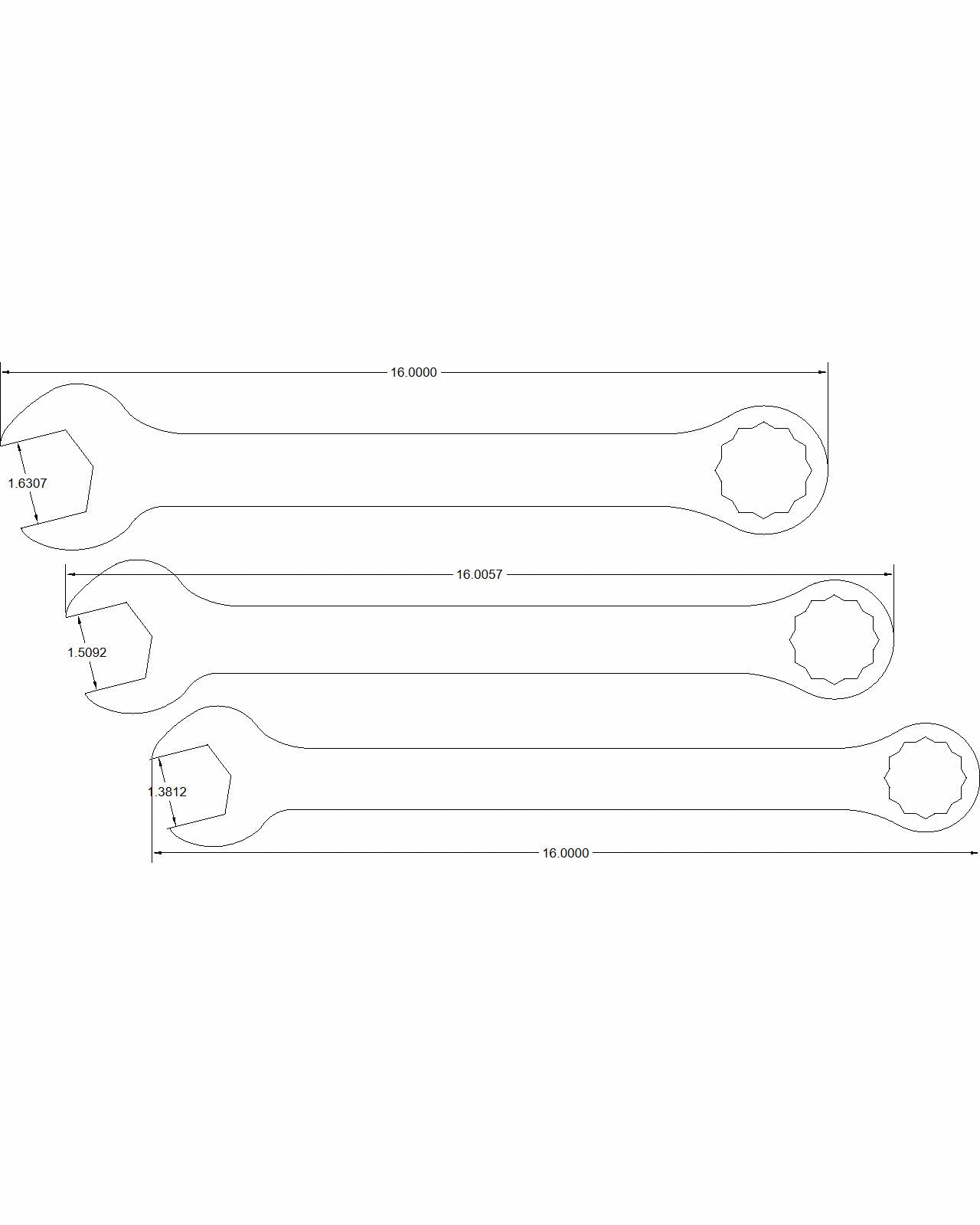 3pc set "Breeden" short Combination Wrench special 1-3/8", 1-1/2", and 1-5/8"