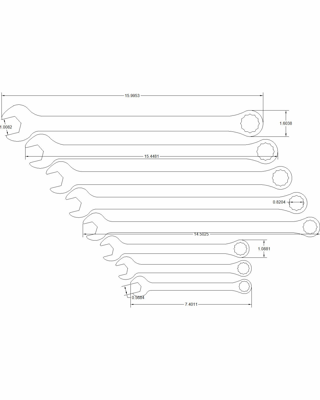 13pc Extended SAE Full Standard Combination Set