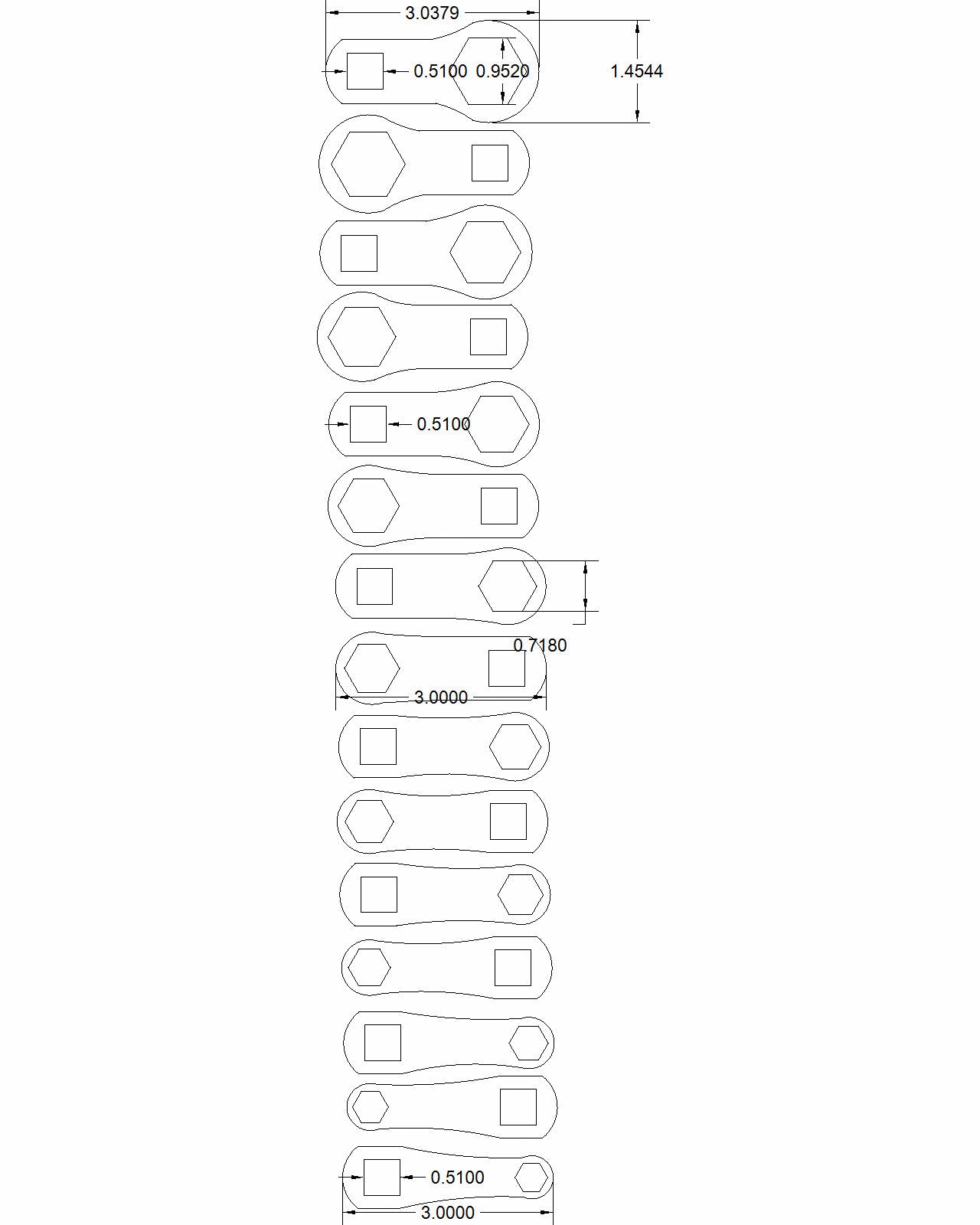 10mm-24mm 6-point torque adapter set/ 15 pieces