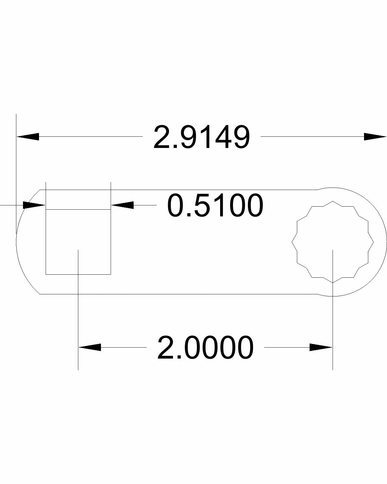 14mm Torque Adapter 6-point or 12-point 2inch on center
