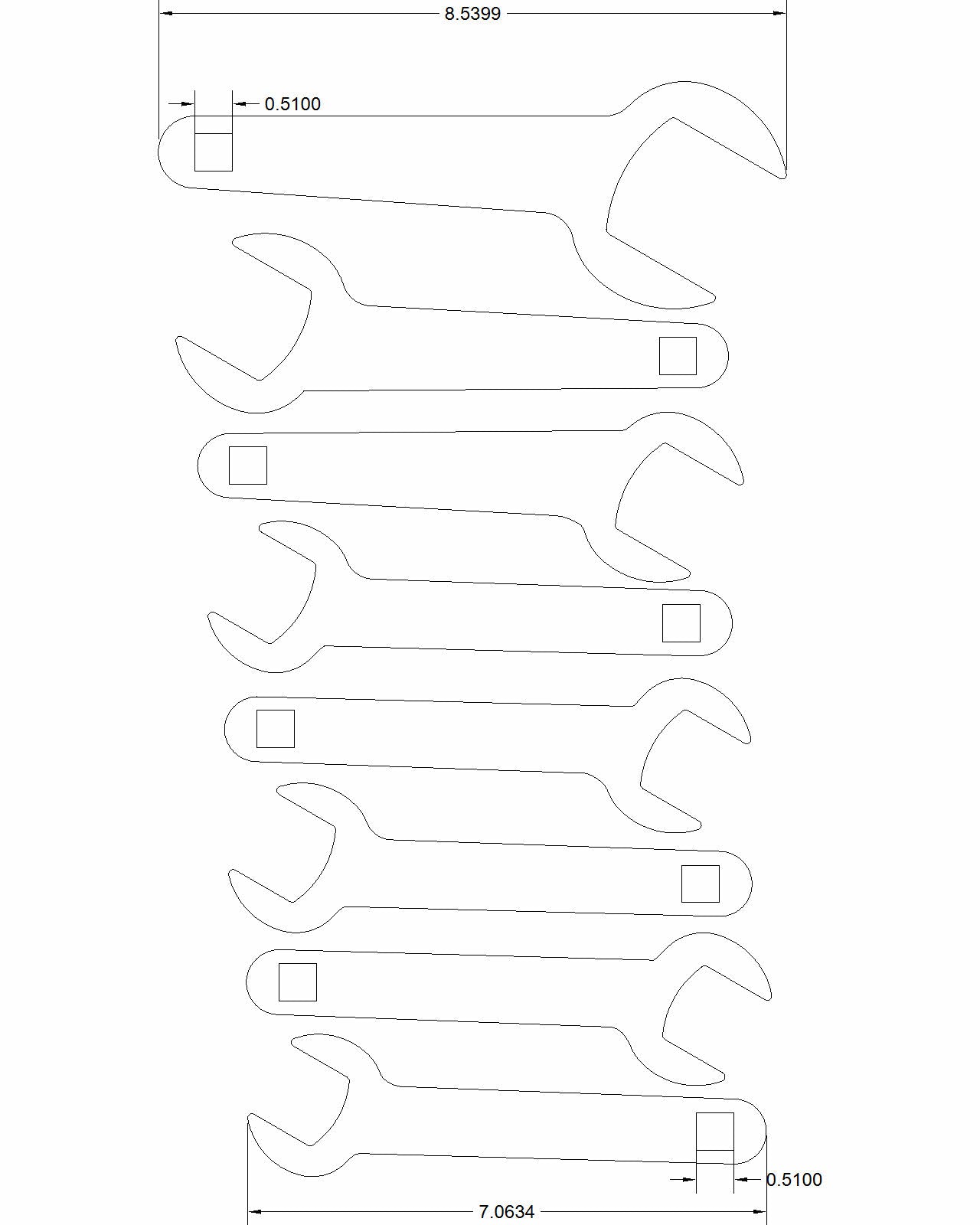 8pc set "Kelley" special Service Wrenches