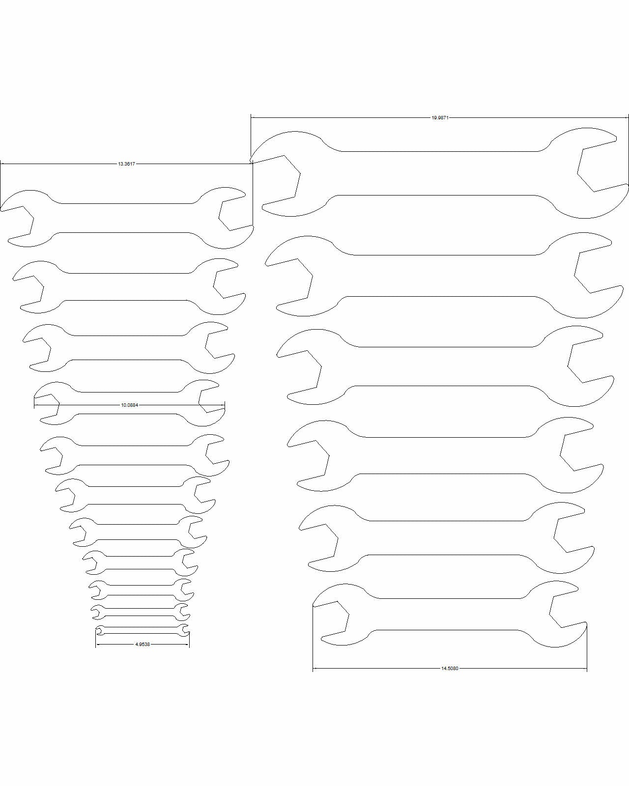 17pc set SAE Thin Wrenches double sided .120 thick 1/4" -2-5/16"
