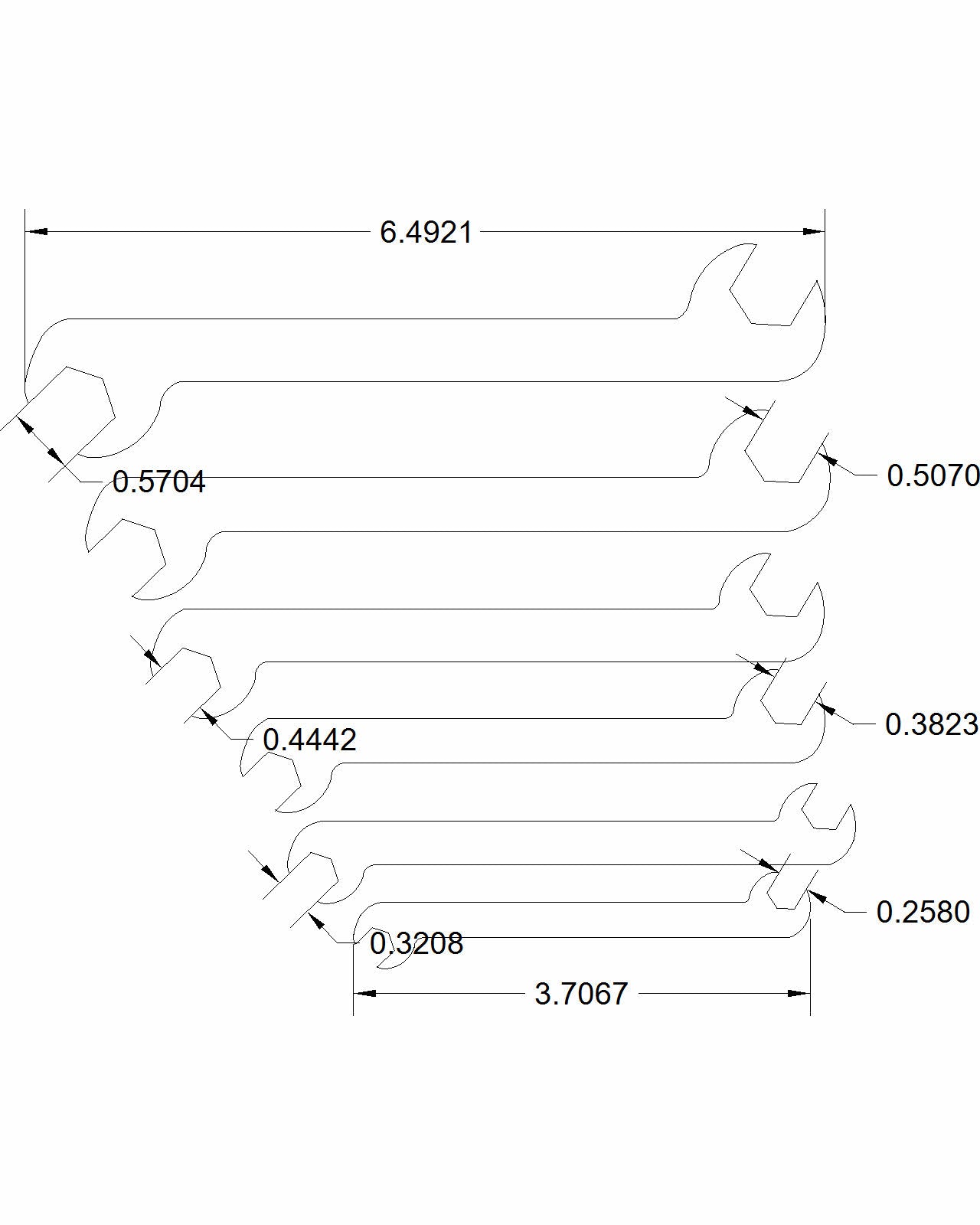 12pc set Stubby and Double Open End at .1875" thick