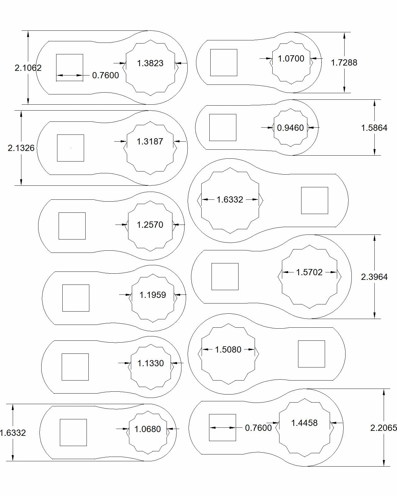 12pc set with 3/4" drive "Sacramento" special 12-point sizes 15/16"-1-5/8"