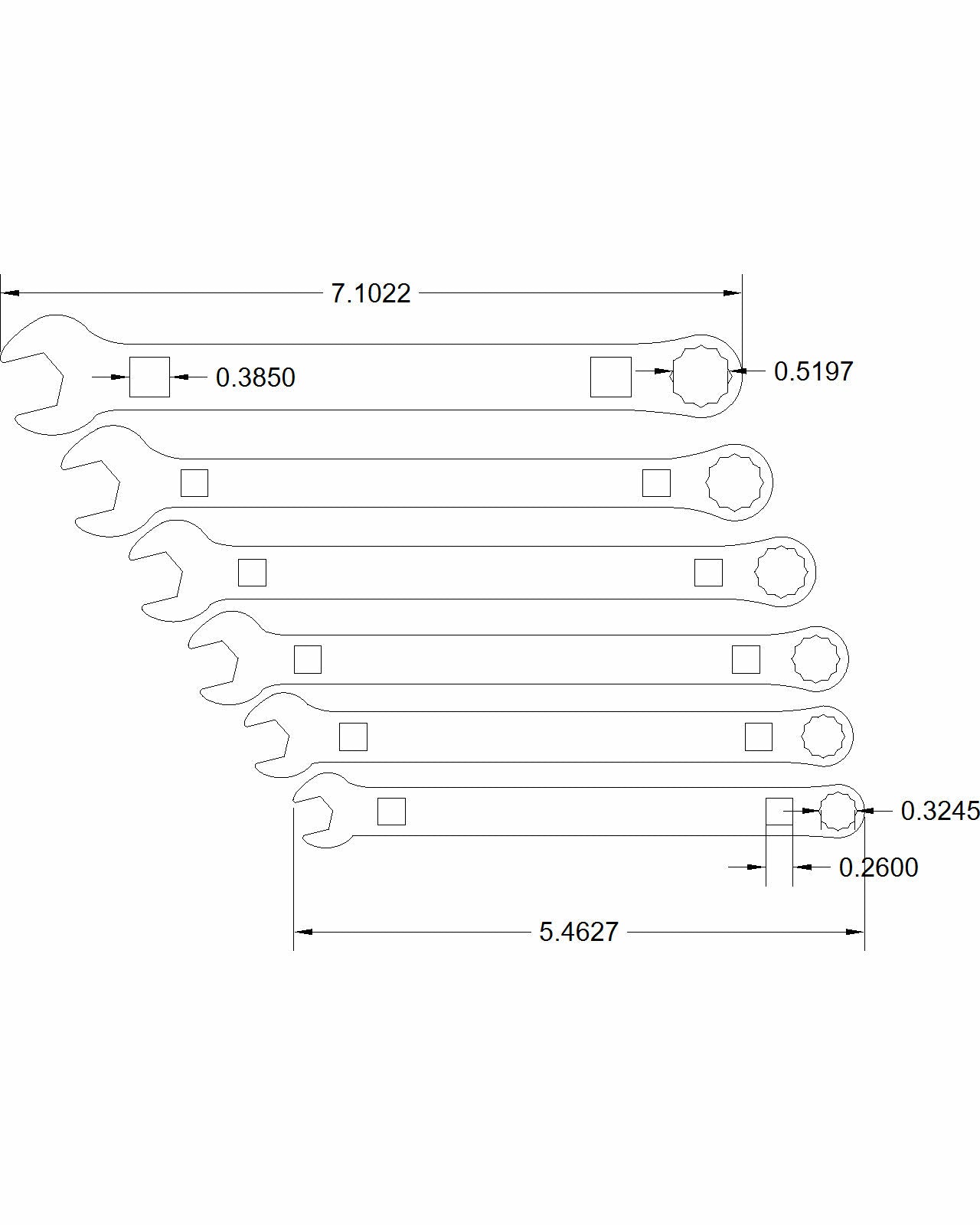 18pc set Combination Wrenches 8mm-25 mm with 0 skips