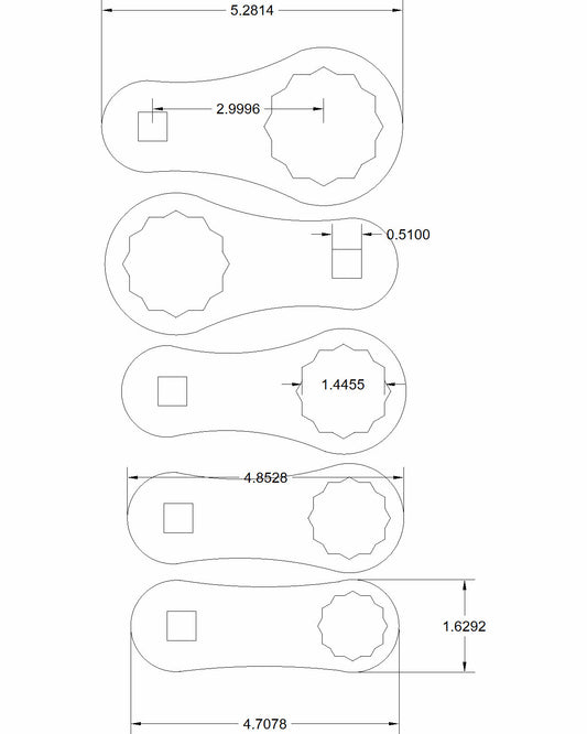 5pc set Dog Bone Sizes: 1-1/16" to 1-13/16" "Sprotte" Special