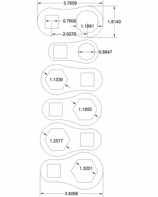Bulletproof dog bone 6pc/ 12pt/ set "Threlkeld" model