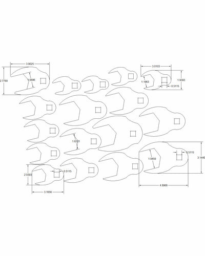 SAE 1-inch to 2-inch Crows Foot 17-pc