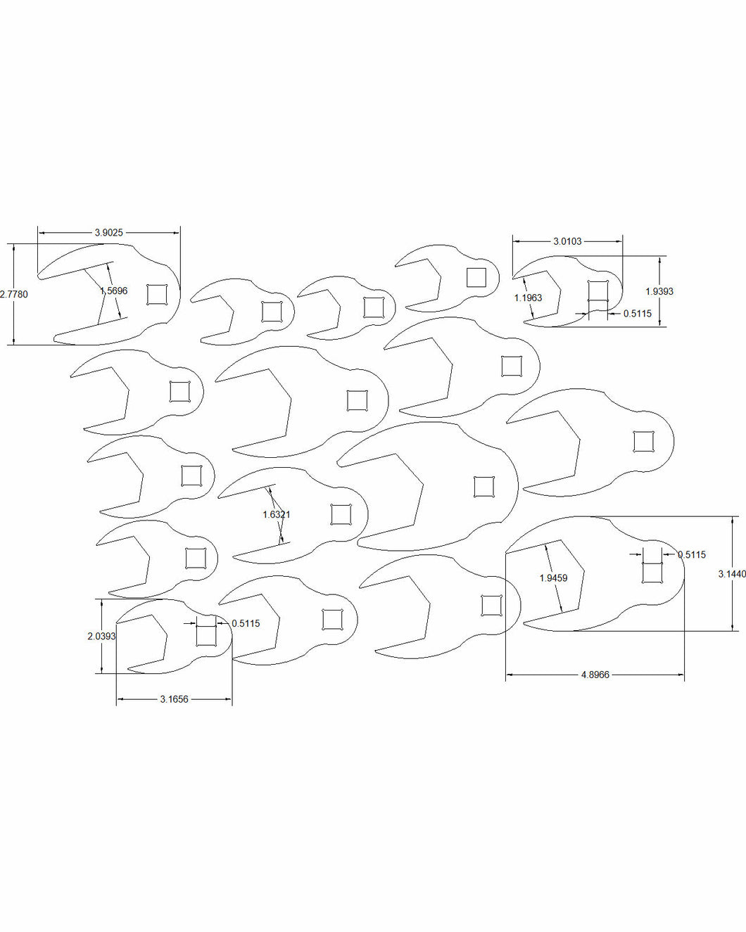 SAE 1-inch to 2-inch Crows Foot 17-pc