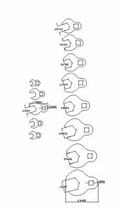 1/4 to 1 in crows foot 13pc sae