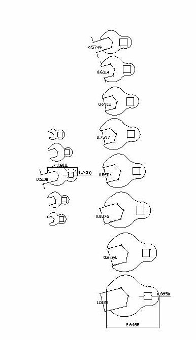 1/4 to 1 in crows foot 13pc sae