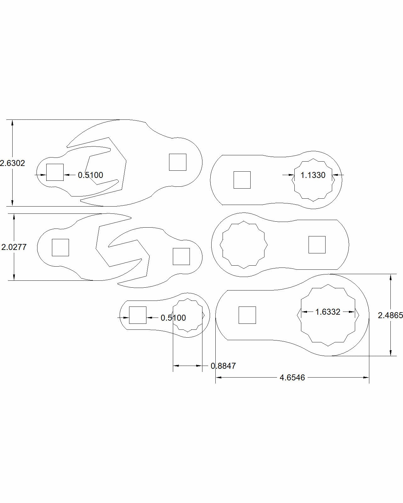 Bowman 8 pc set 7/8, 1 1/8, 1 1/4, 1 5/8 Crows and dogs