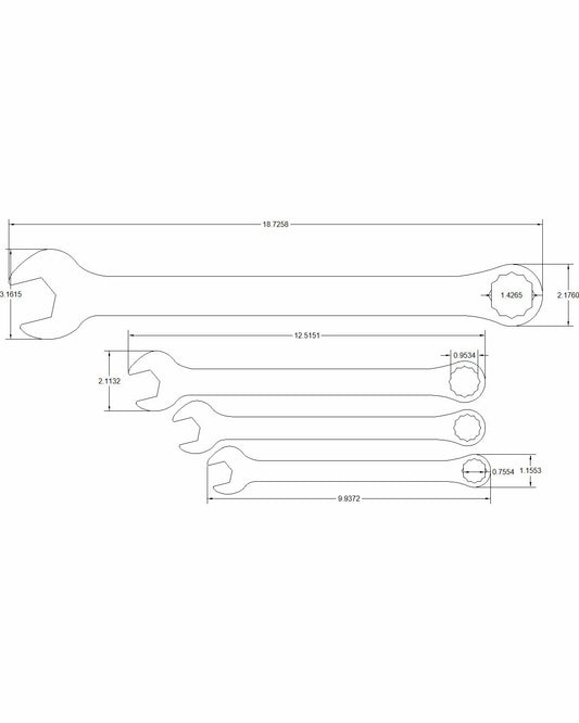 19mm, 21mm, 24mm, 36mm with .25" material thickness