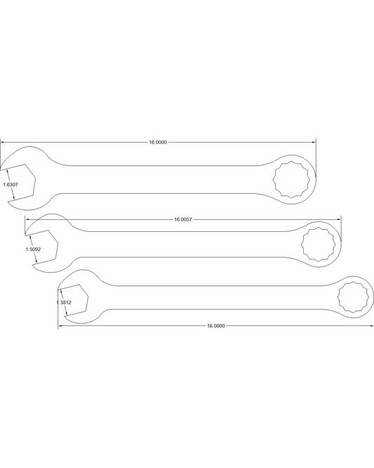 3pc set "Breeden" short Combination Wrench special 1-3/8", 1-1/2", and 1-5/8"