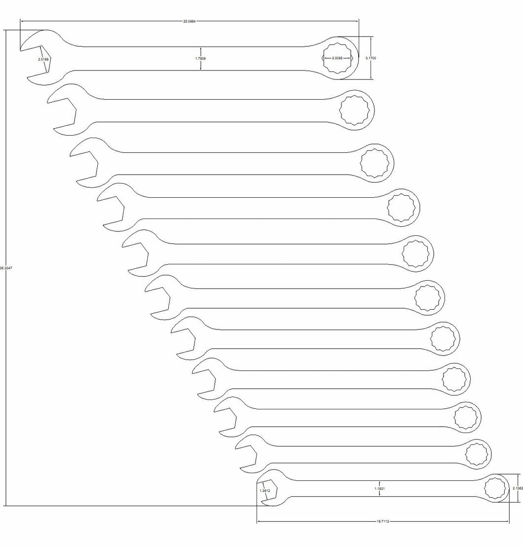 1in. thru 2in. Standard  17 pcs.