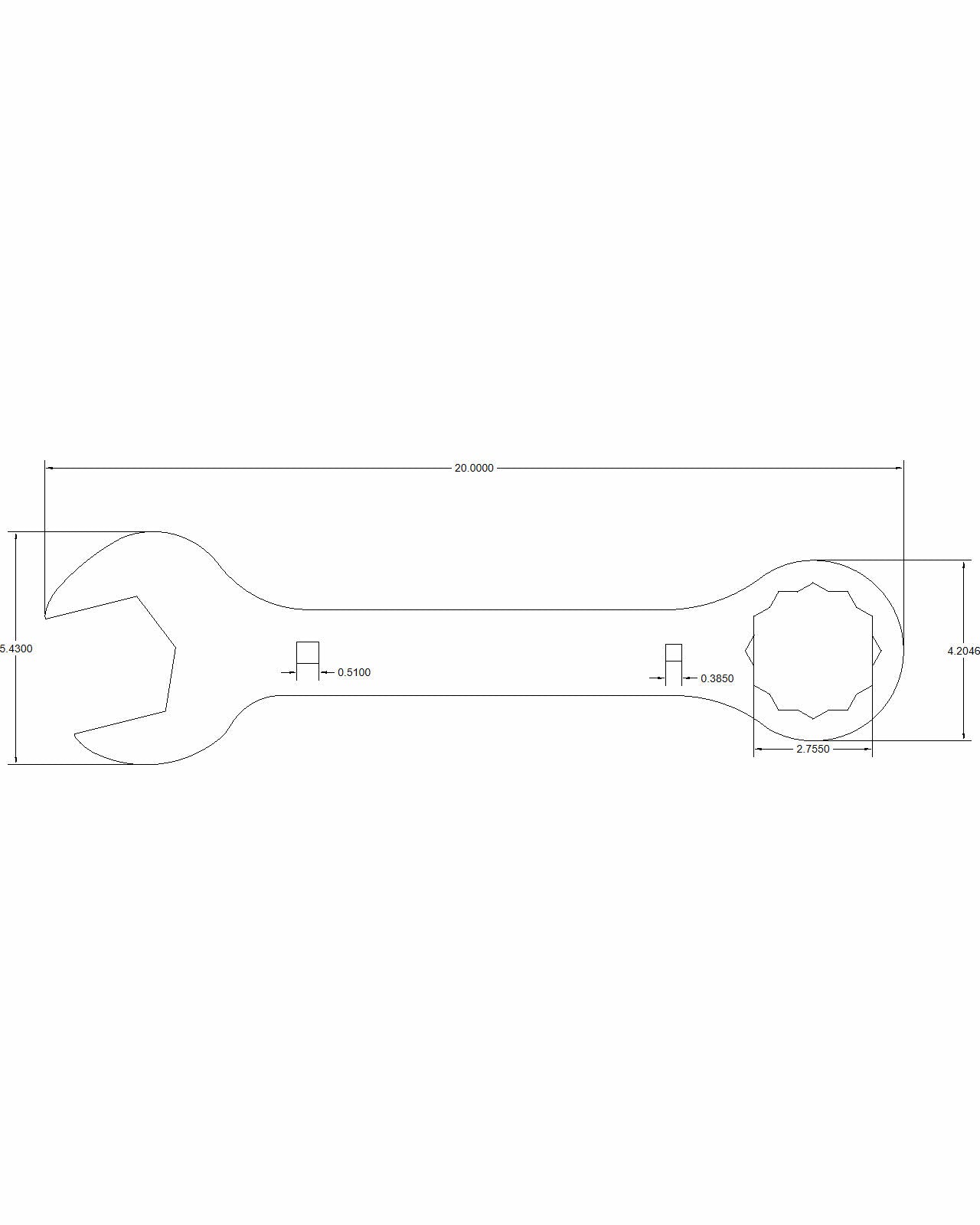 Bulletproof Combination Wrench 2-3/4" with 1/2" drive on one end and 3/8" on the other