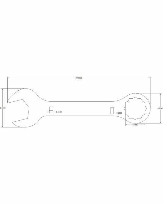 Bulletproof Combination Wrench 2-3/4" with 1/2" drive on one end and 3/8" on the other