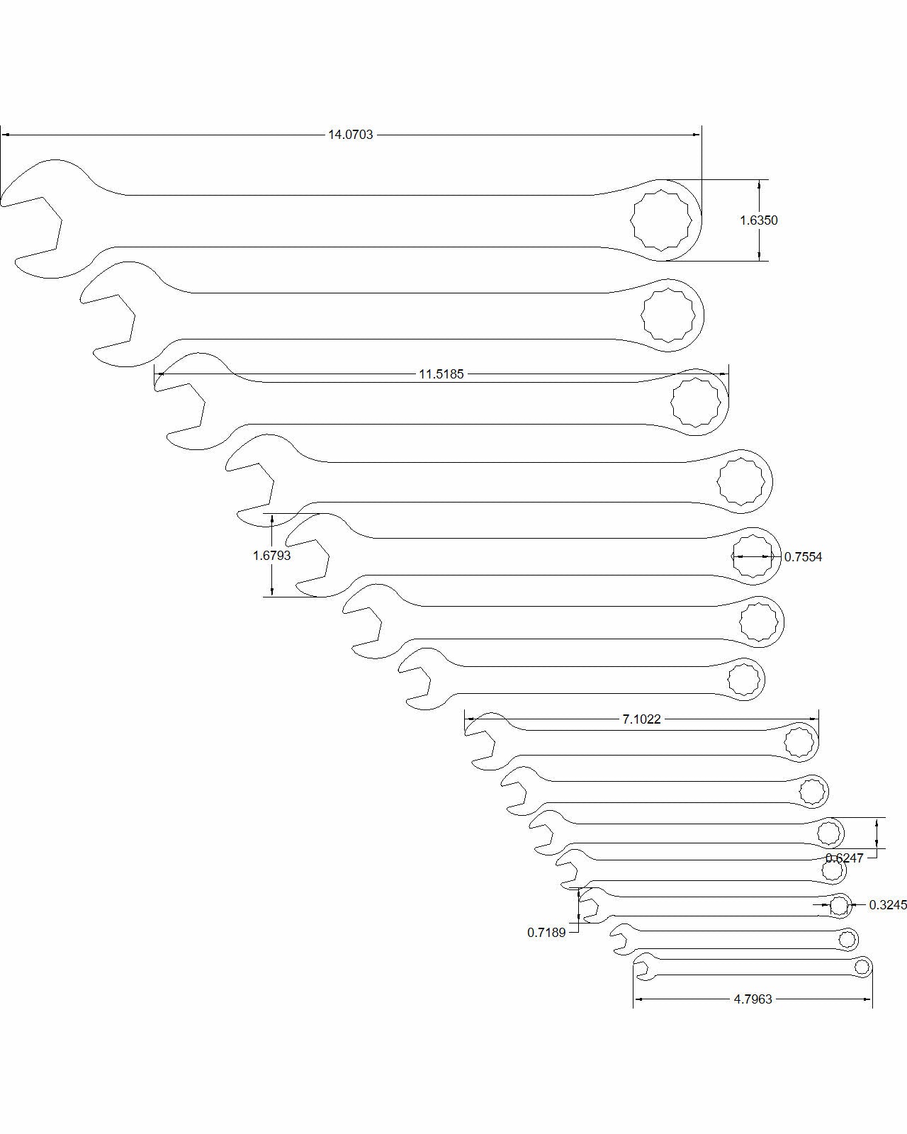 ASTAR 14pc set Combination Wrench 6mm thru 27mm 12-point