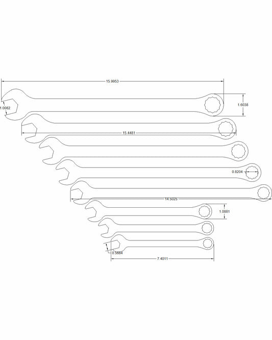 13pc Extended SAE Full Standard Combination Set