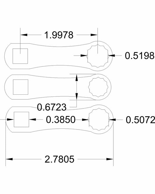 3pc set "Austill" Torque Adapter 7/16", 1/2", and 13mm with a 2"-On-Center