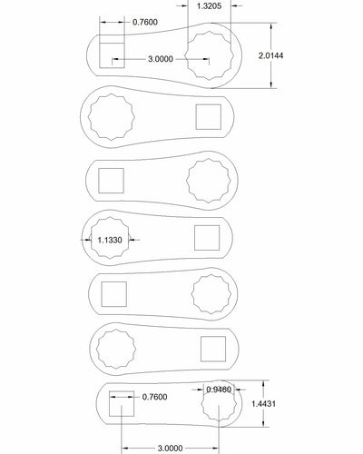 7pc set Torque Adapter 15/16