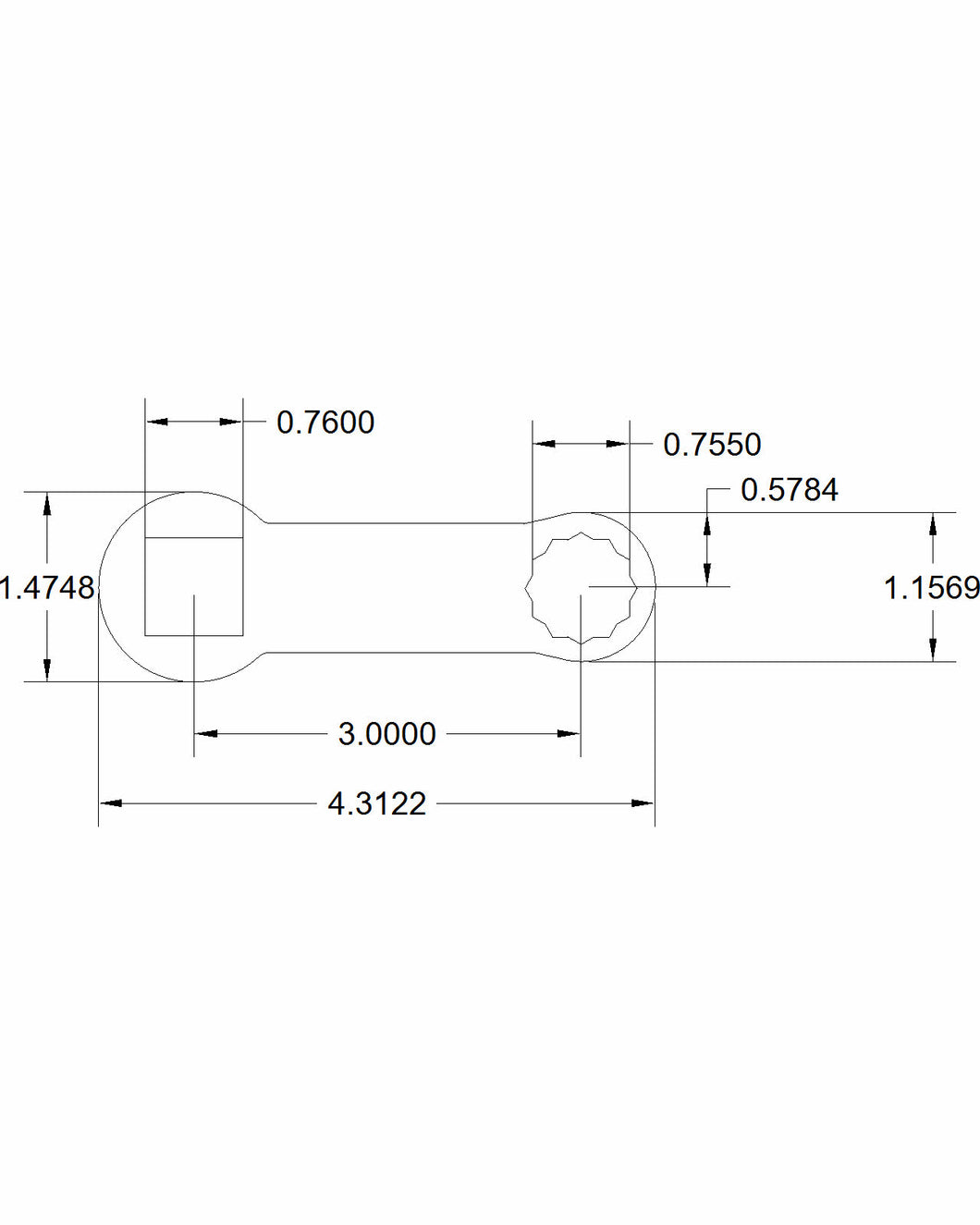 19mm torque adapter 3in center to center