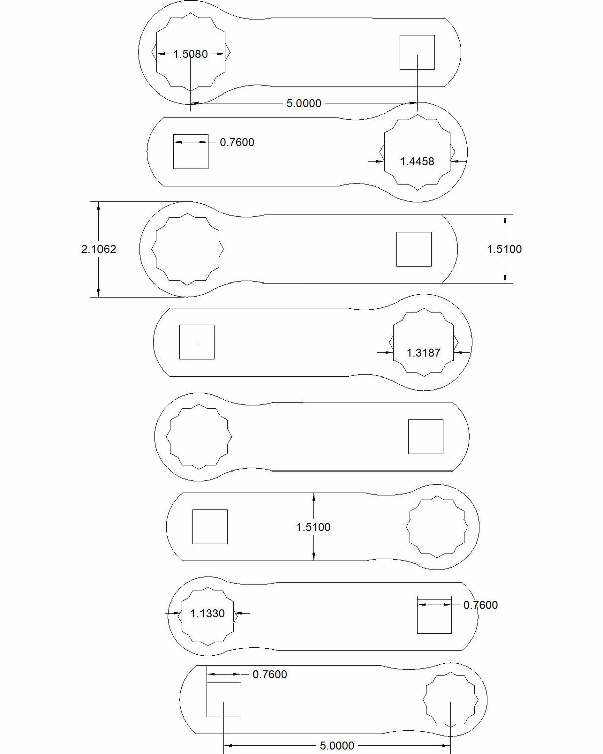 Matthews 8 1 1/16-inch - 1 1/2-inch 5-inch on center torque adapters