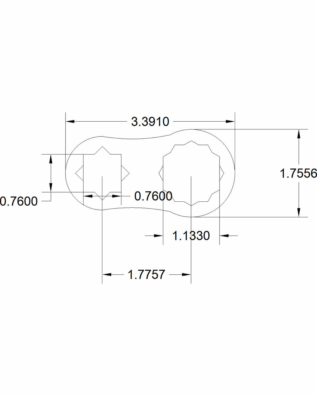 Dog bone 1 1/8 diamond hex drive