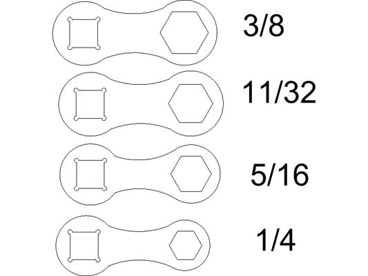 4pc set "United Back Shop Special" dog bone SAE (.119 thick or .1875 thick)
