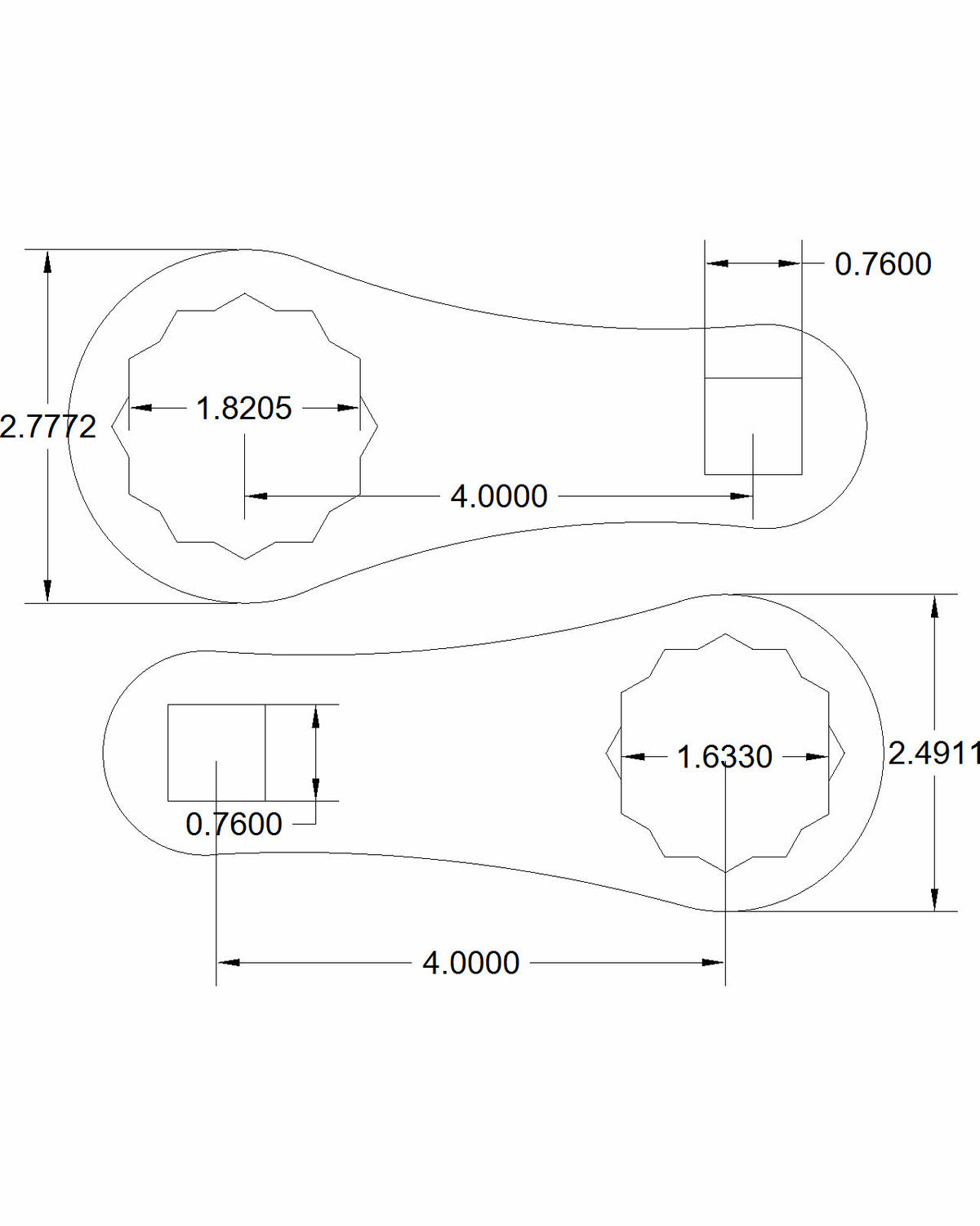 Enbridge 2 pc 1 5/8" + 1 13/16 4-inch on center Torque adapters