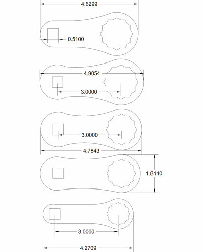 24mm 30mm 32mm 34mm 36mm dog bone set 3 inch on center