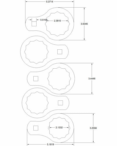 2 1/8-2 3/8 5pc set SAE Torque Adapter 3/8