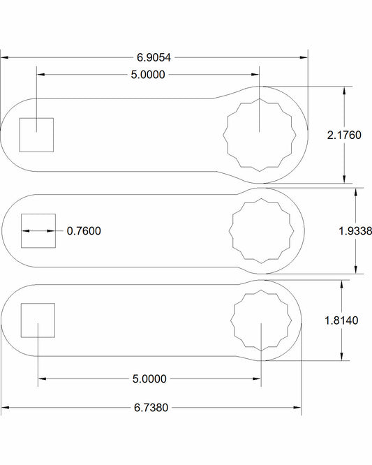 Bulletproof Dog bone extended set 30mm 32mm 36mm with 3/4 drive/ 5" center