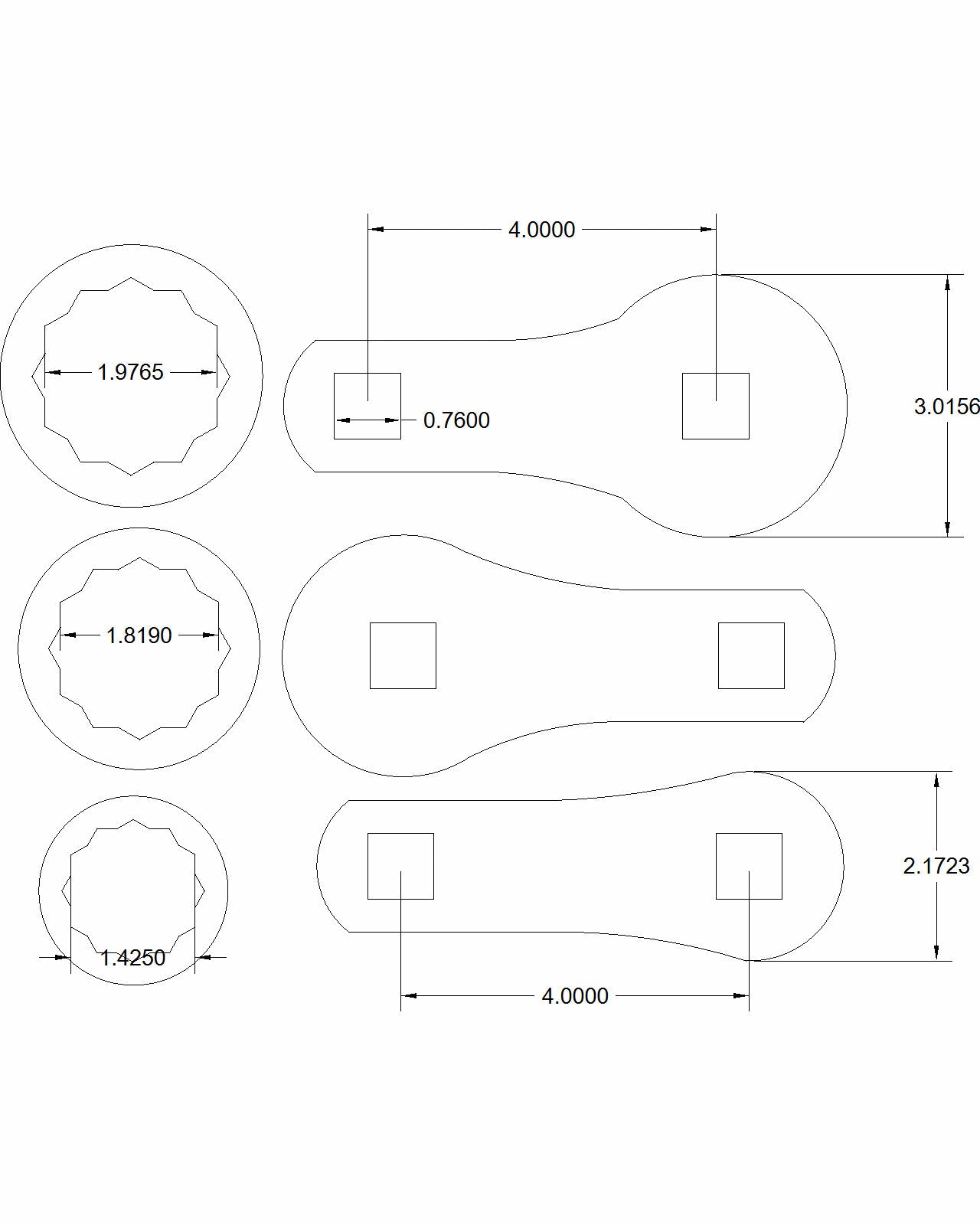 Davis Special 36mm, 46mm, 50mm offset sockets & 95mm line wrench