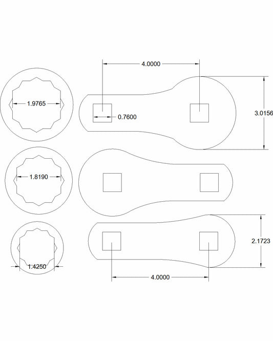 Davis Special 36mm, 46mm, 50mm offset sockets & 95mm line wrench