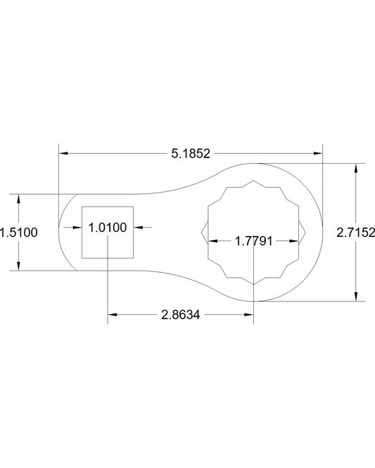 Bulletproof 45mm Torque Adapter 5" long with 12-point 2.86 on center