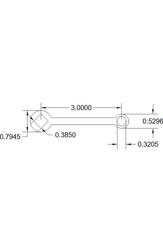 Bulletproof "Ruiz" special 5/16" Torque Adapter Dog-Bone with a 3"-On-Center
