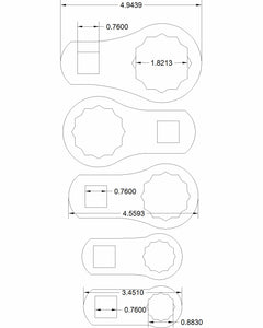 Shelton 5pc 7/8, 1, 1 1/2, 1 5/8, 1 13/16 torque adapter set