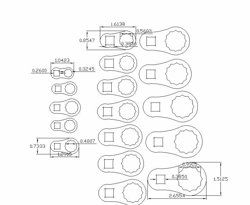 17pc set Dog Bone sizes 8mm to 25mm