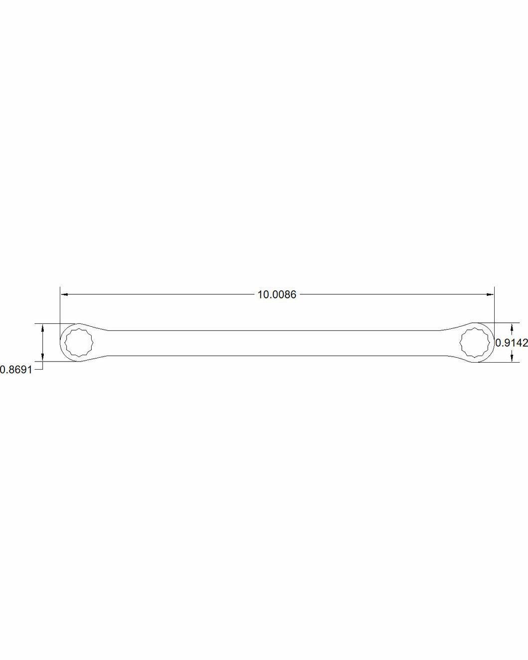 Technical drawing of a mechanical component with dimensions on a white background