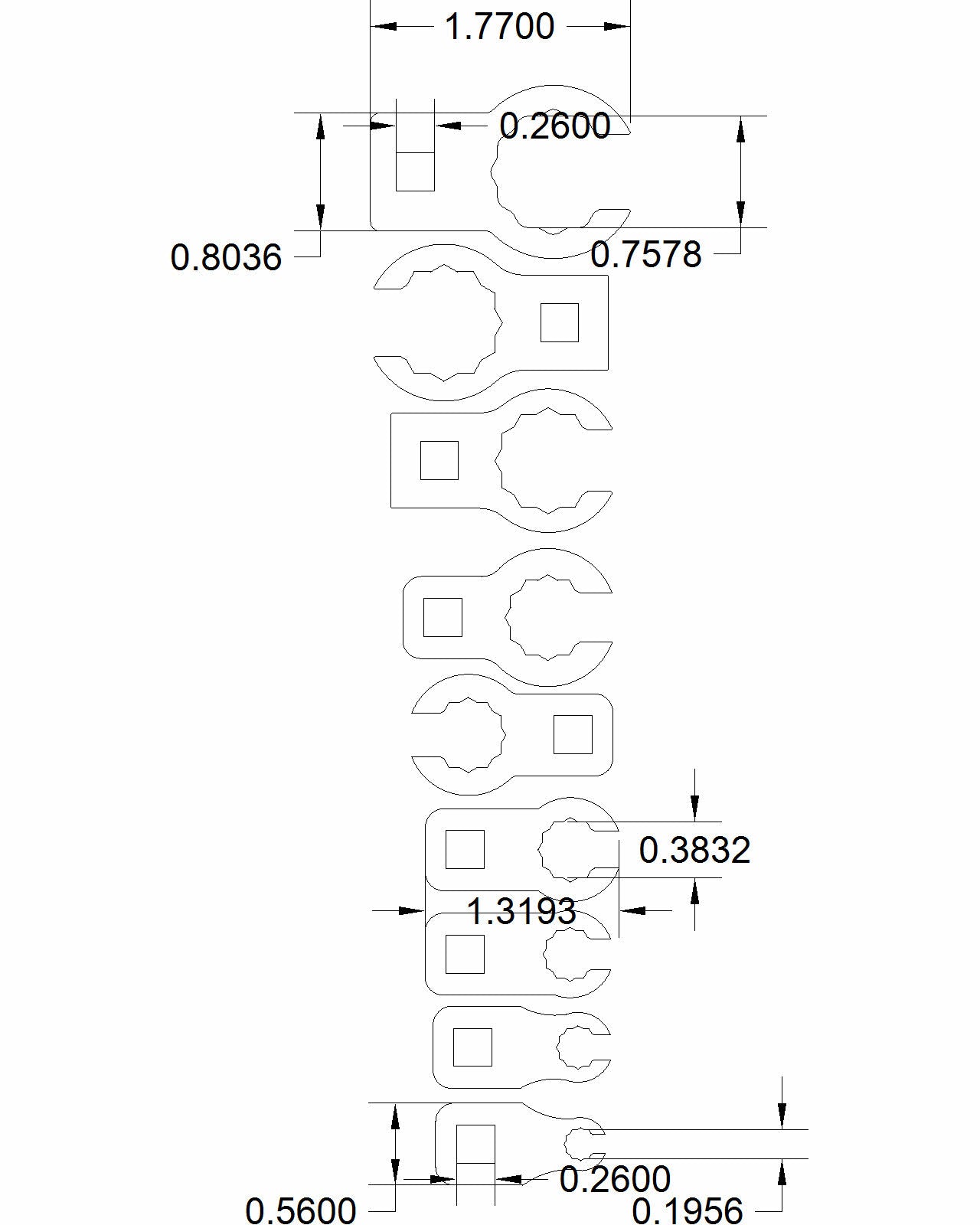10pc set Flare Nut SAE 3/16" to 3/4"