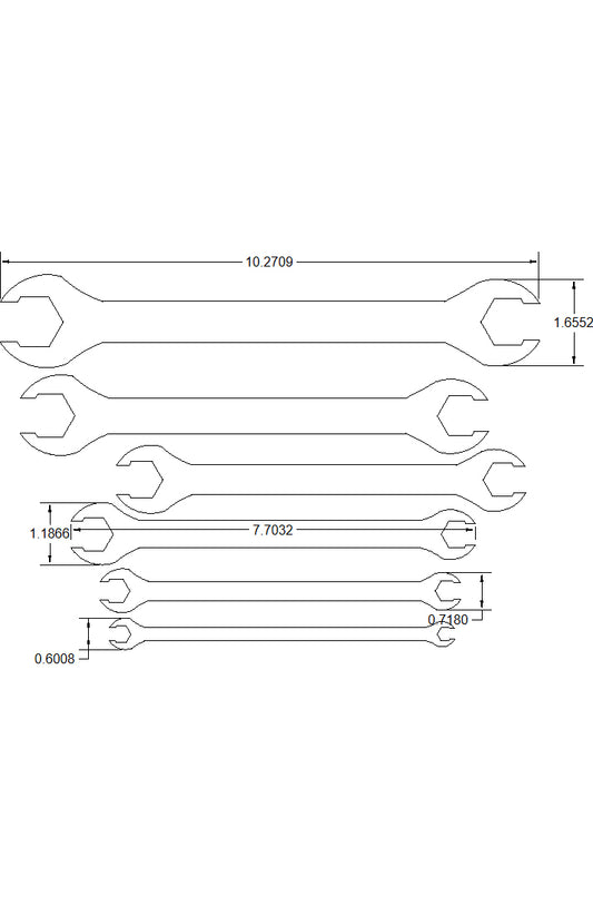 6pc SAE set Flare Nut Wrenches 1/4" thru 15/16" in 1/16" increments
