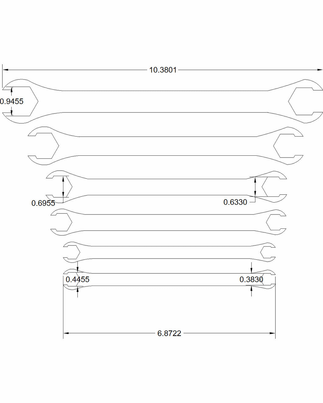 Flare Nut Wrench Set SAE 6 pc