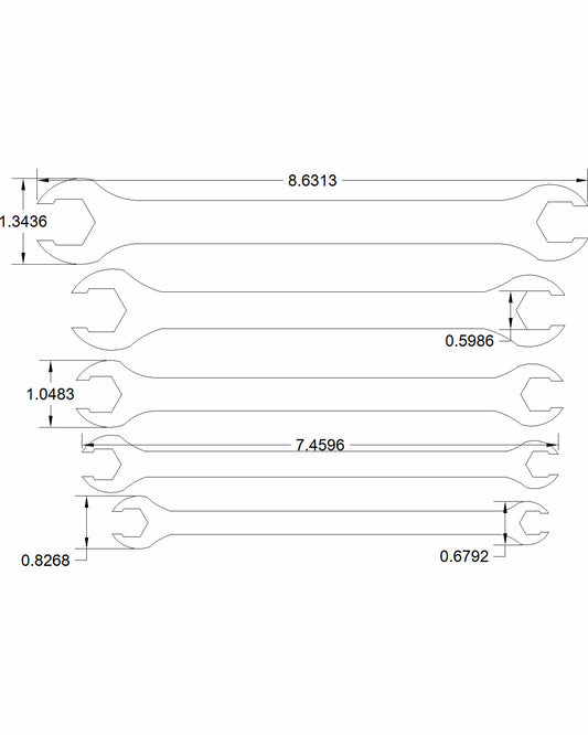 5pc set Flare Nut Wrench/Double sided in mm increments