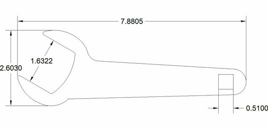 Technical drawing of a 1 5/8 SAE line wrench with dimensions. With ar500, users experience a level of confidence and security that only top-of-the-line materials can provide, setting a new standard for strength and adaptability in high-performance environments. 