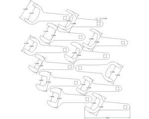 Service wrench set 12 pc 1-11/16- 2-5/8