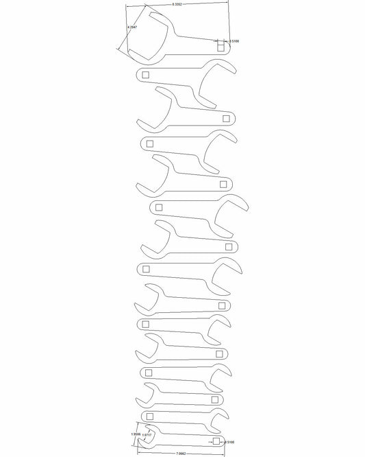 15pc set Stock Service Line Wrench 27mm thru 80mm
