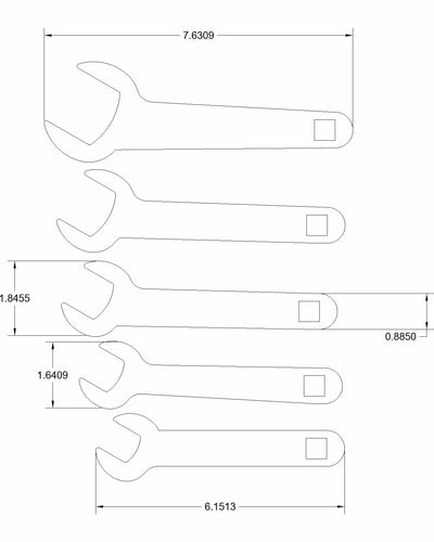 SAE line wrench 5-piece set with 3/4, 7/8, 1, 1 1/4, 1 1/2 and 1/2-inch drive